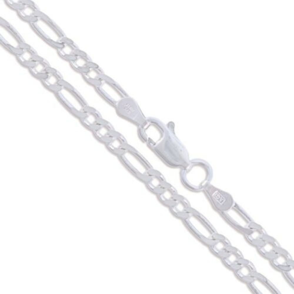 Sterling Silver 3mm Figaro Link .925 Neckace